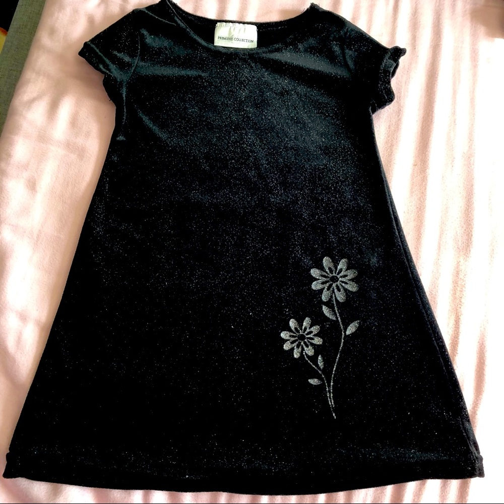 Long Black Velvet Dress Silver Glitter Specks